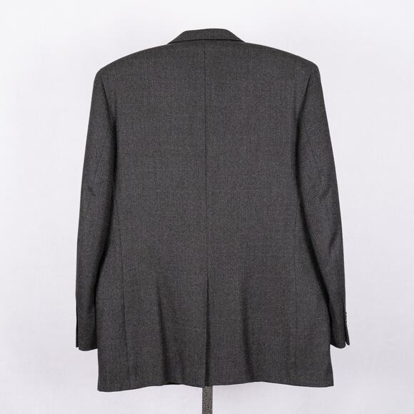 Men's Classic Wool Cashmere Blazer Sport Coat Size 46L Gray Herringbone Woolmark - Picture 5 of 13